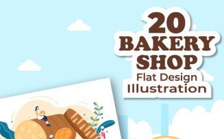 20 Bakery Shop flat Design Illustration