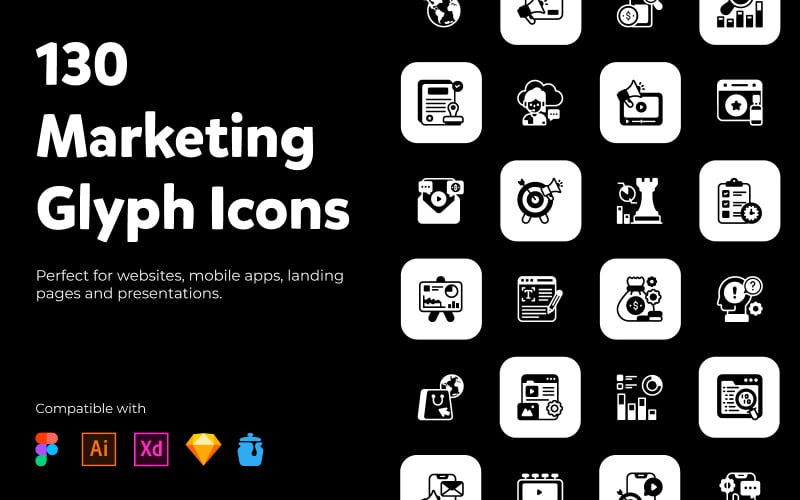 Business Management Solid Icons Icon Set