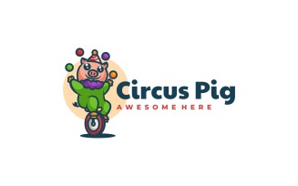 Circus Pig Cartoon Logo Style