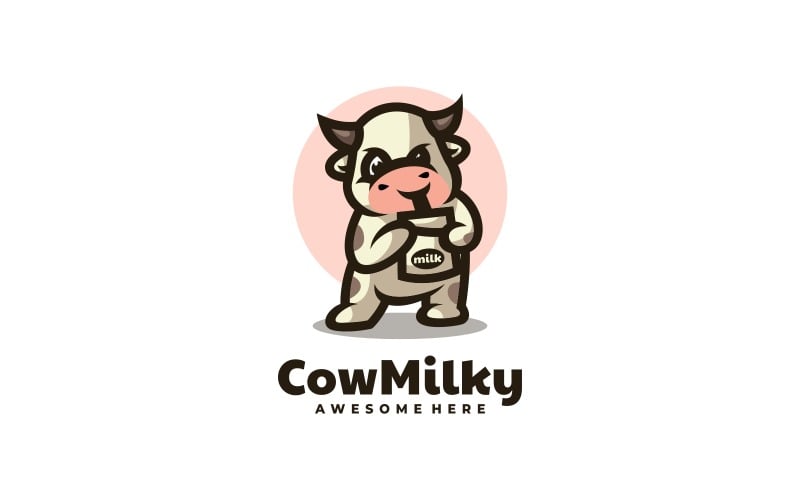 Cow Milk Simple Mascot Logo Logo Template