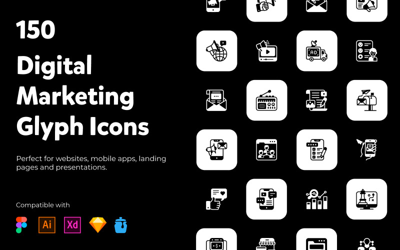 Digital Marketing Solid Icons Pack Icon Set