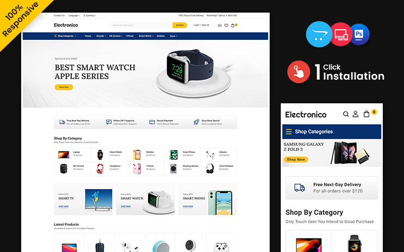Electronico - Electronics and Mega Shop Multipurpose Responsive Opencart Store OpenCart Template