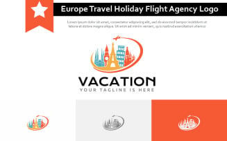 Europe Tour Travel Holiday Vacation Flight Agency Logo Idea