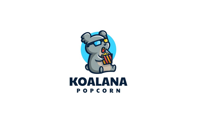 Koala Popcorn Simple Mascot Logo Logo Template