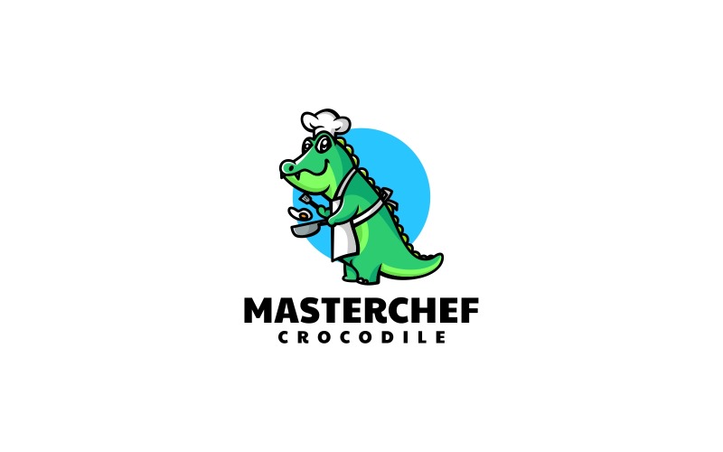 Master Chef Crocodile Cartoon Logo Logo Template