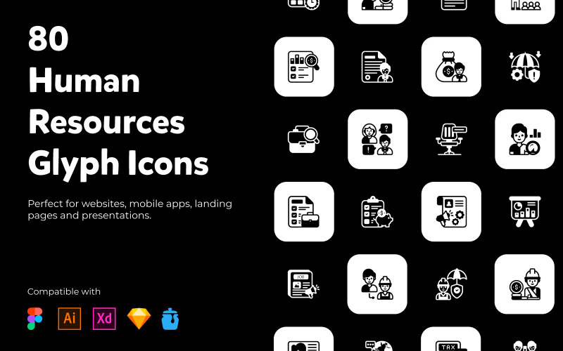 Pack of Human Resources Solid Icons Icon Set
