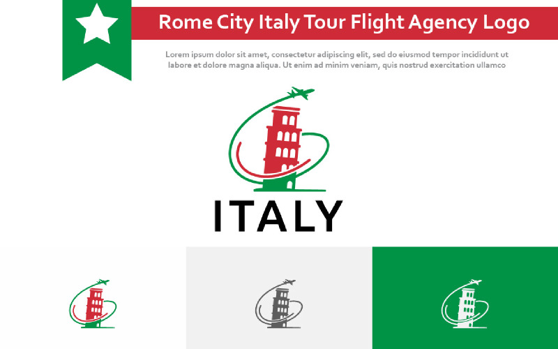 Rome City Italy Tour Travel Holiday Vacation Flight Agency Logo Logo Template