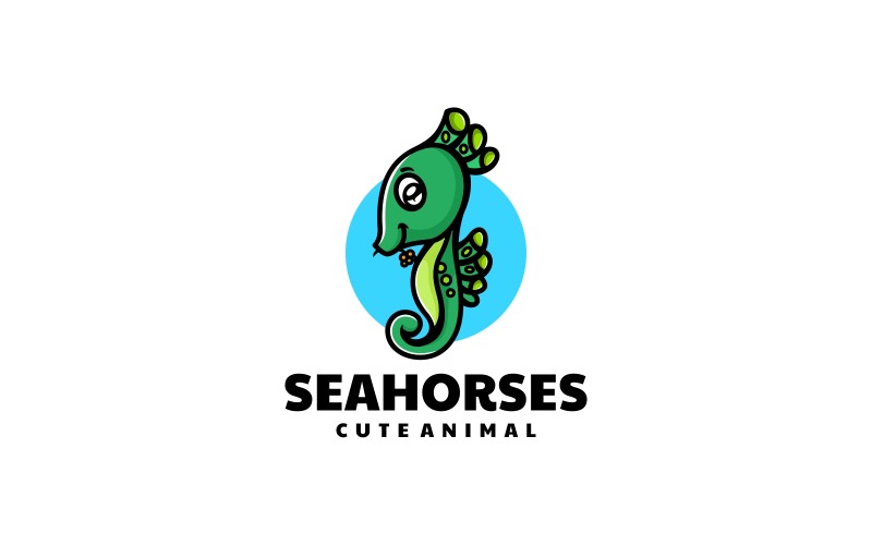 Seahorses Simple Mascot Logo Logo Template