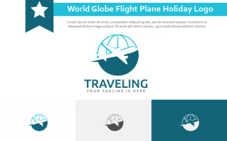 World Globe Flight Plane Tour Travel Holiday Vacation Agency Logo