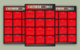 Calendar 2022 in Black and Red Colour