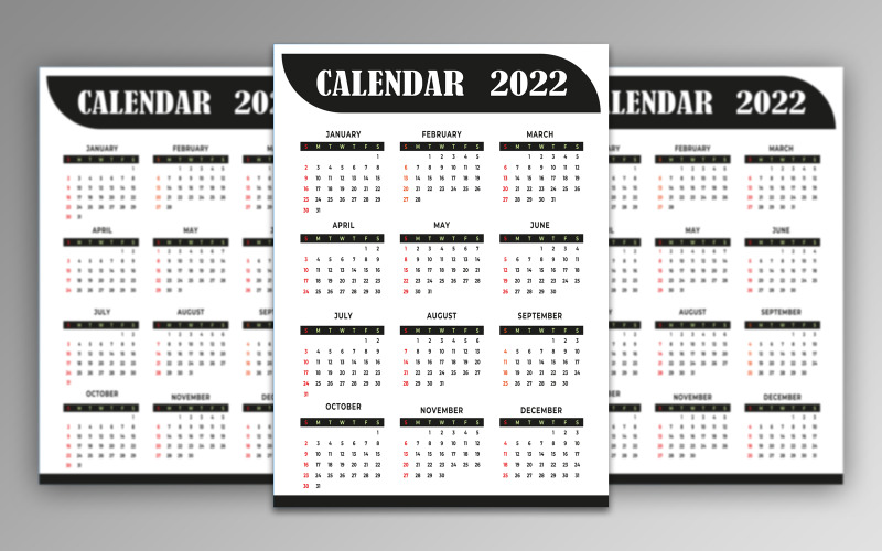 Calendar 2022 in Black and White Colour Planner