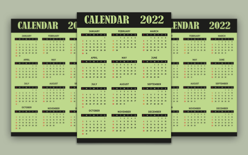 Calendar 2022 in Decent Design Planner
