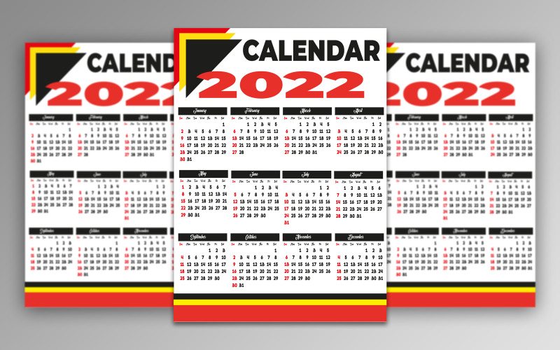 Calendar 2022 in Different Colours Planner