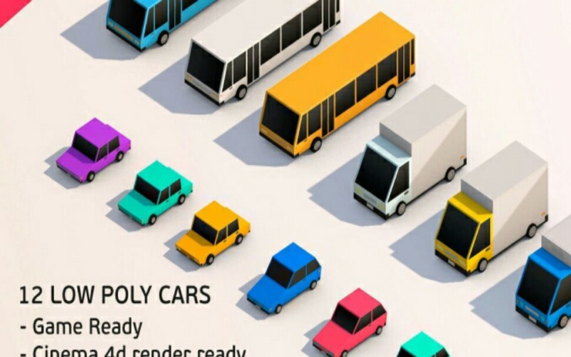 Free Game Cartoon Low Poly City Cars Pack 3D Models