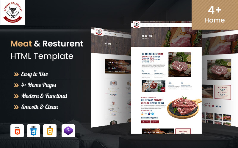 Meat Farm and Seafood Store Restaurant Bootstrap HTML5 Website Template