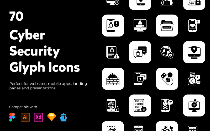 Cybersecurity Solid Icons Pack Icon Set