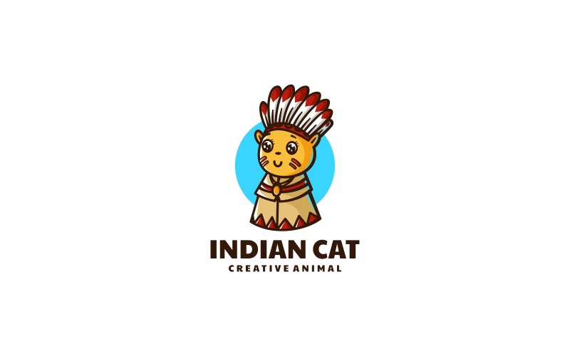 Indian Cat Simple Mascot Logo Logo Template