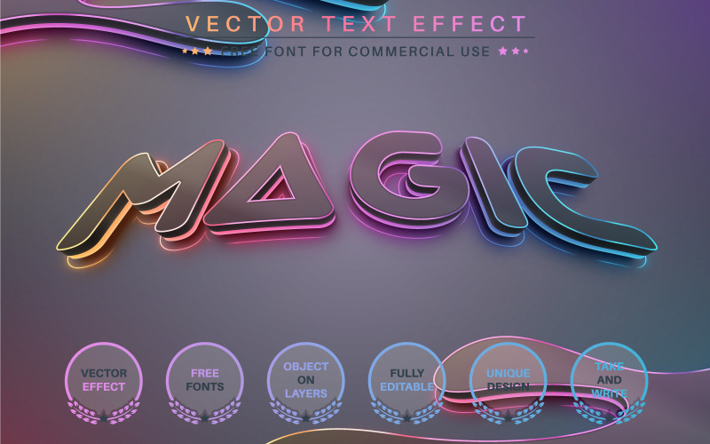 Magic Glow - Editable Text Effect, Font Style, Graphics Illustration