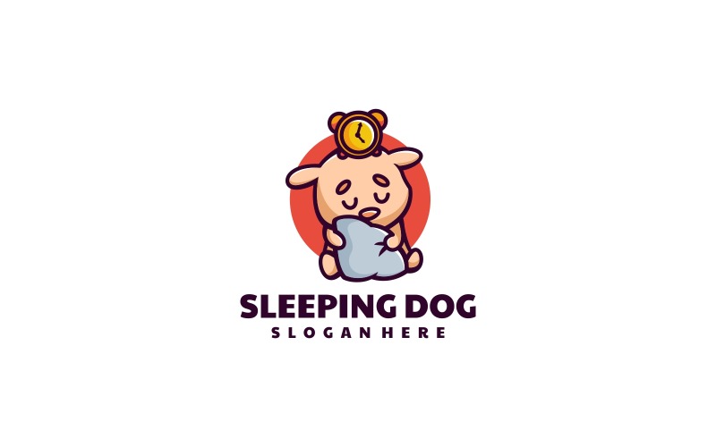 Sleeping Dog Cartoon Logo Logo Template