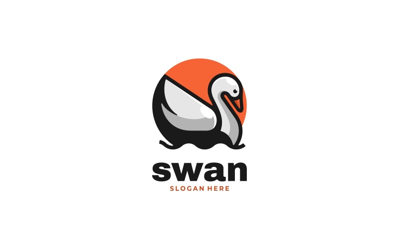 Swan Simple Mascot Logo Design Logo Template
