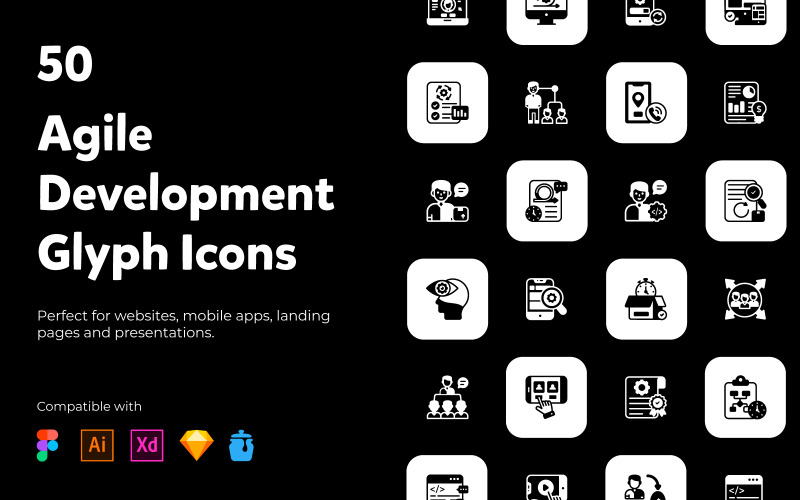 Agile Development Glyph Icons Pack Icon Set
