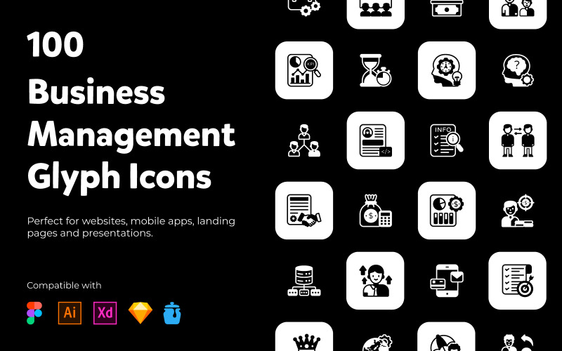 Business Management Glyph Icons Icon Set