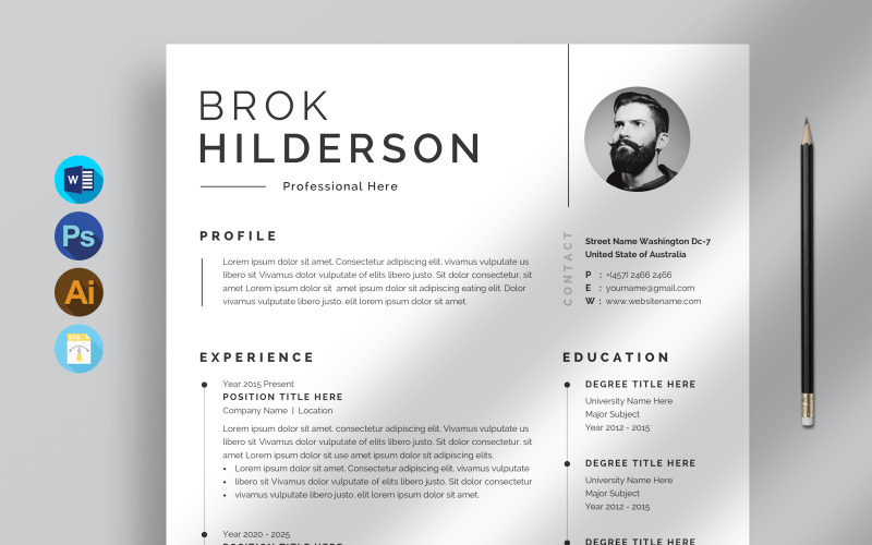 Clean 3 Pages Elegant Resume/CV Template Resume Template