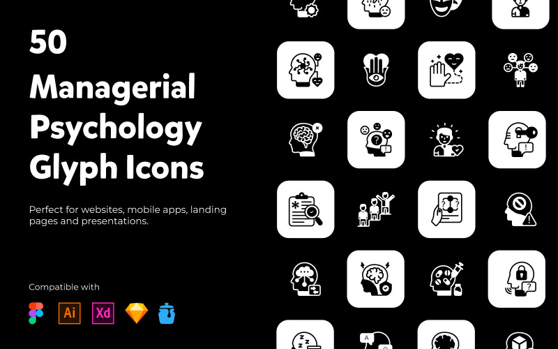 Managerial Psychology Solid Icons Pack Icon Set