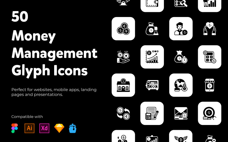Money Management Solid Icons Icon Set