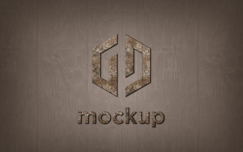 Old Walnut Wood Style Logo Mockup With Realistic Shadow Effects Product Mockup