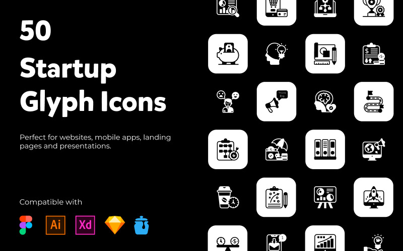 Start up Solid Icons Pack Icon Set