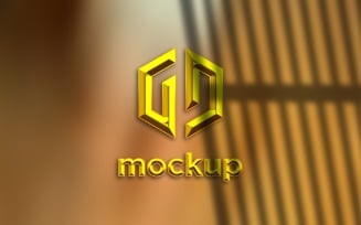 Gold Logo Mockup With Window Sunlight