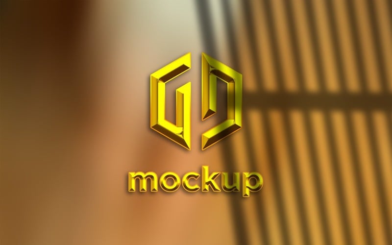 Gold Logo Mockup With Window Sunlight Product Mockup