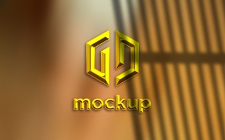 Gold Logo Mockup With Window Sunlight