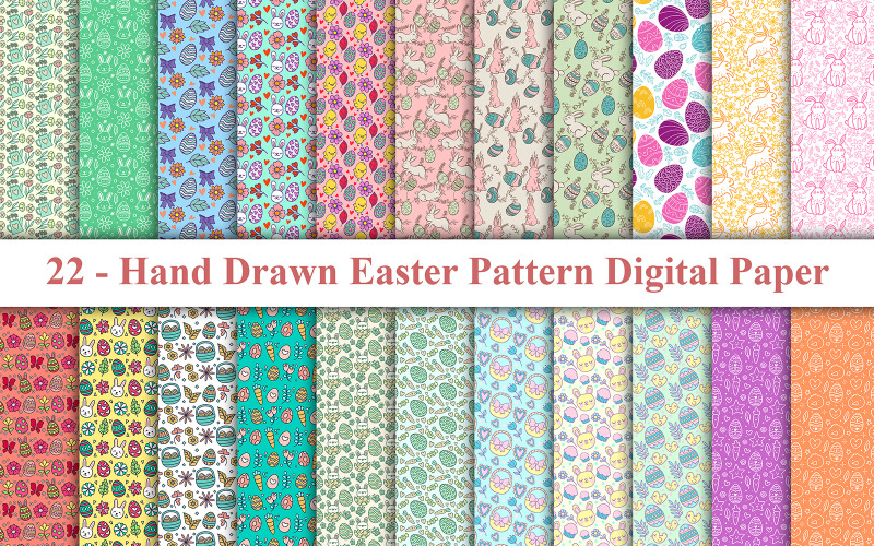Hand Drawn Easter Pattern Background