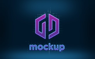 Purple Glowing Logo Mockup Realistic Shadow