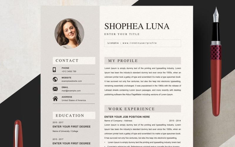 Shopher Luna / Clean Resume Resume Template