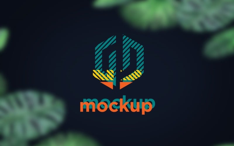 Strips Logo Mockup behind the green leaves Product Mockup