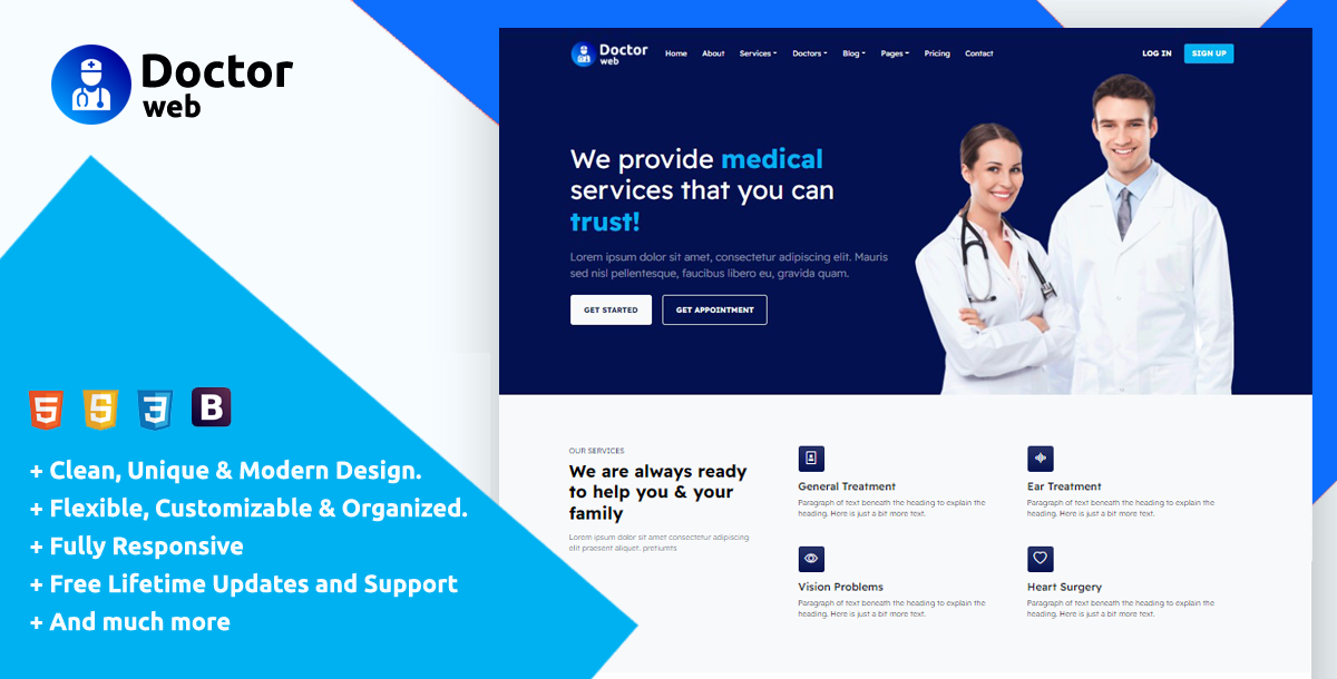 Doctorweb - Clinic & Hospital Management Bootstrap Website template