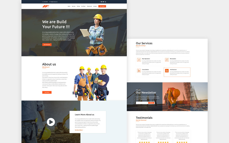 Constex – Construction Services One Page HTML5 Template Landing Page Template
