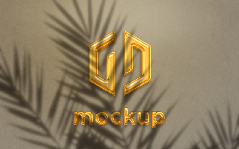 Golden Logo Mockup Template with Leaves Shadow Effect Product Mockup