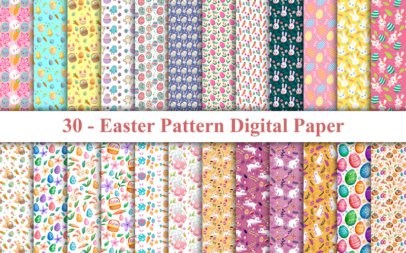 Happy Easter Pattern Digital Paper Background