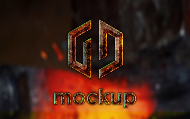 Hot Iron Logo Mockup with Black Background Product Mockup
