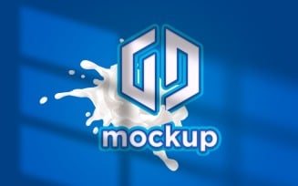 Milk Logo Mockup With Window Sunlight Effects