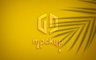 Oil Logo Mockup With Leaves Shadow Effects