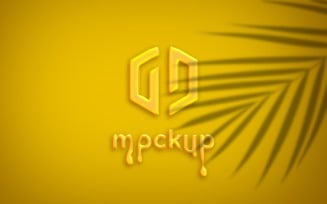 Oil Logo Mockup With Leaves Shadow Effects