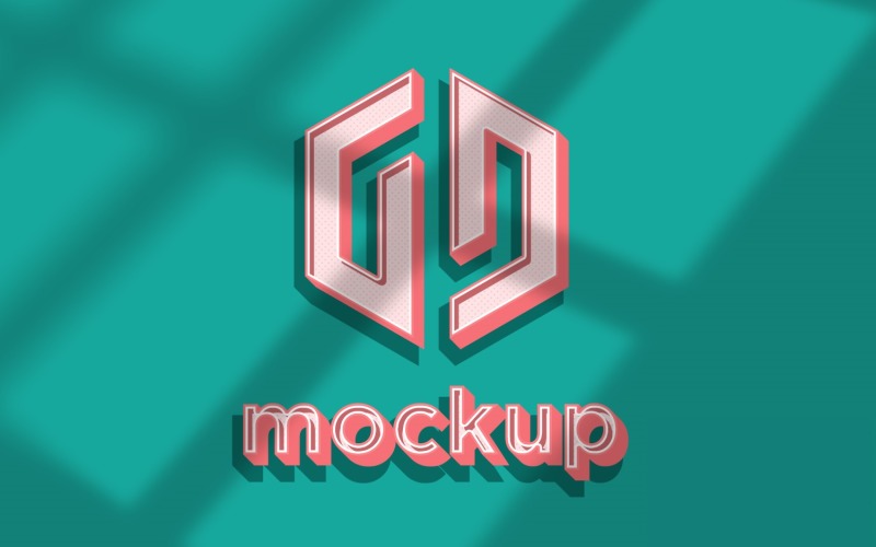 Pink Retro Logo Mockup with Window Shadow Effects Product Mockup