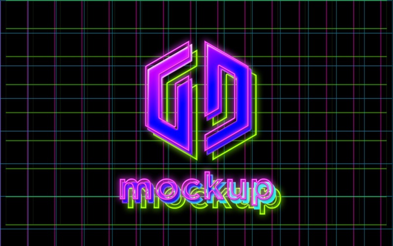 Retro Neon Logo Mockup Effects Product Mockup