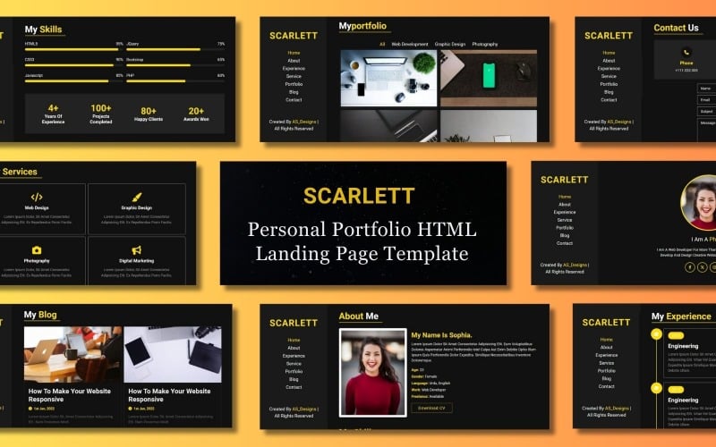 Scarlett - Personal Portfolio HTML Landing Page Website Template Landing Page Template
