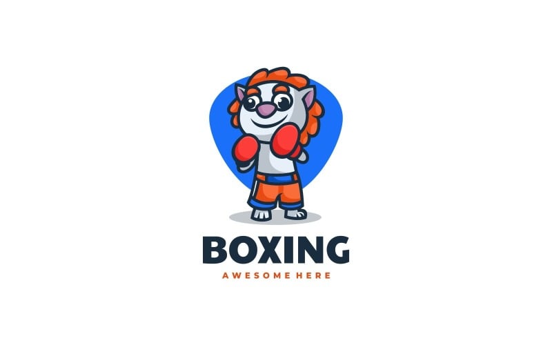 Boxing Lion Mascot Cartoon Logo Logo Template